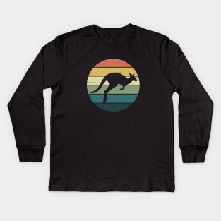 Retro Rainbow Kangaroo Kids Long Sleeve T-Shirt